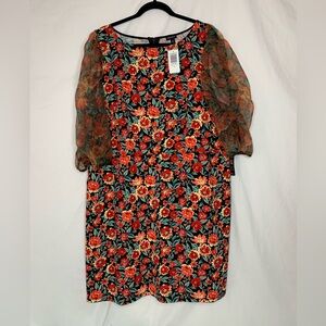 Torrid mini dress, sheer short sleeves, size 22, back zipper